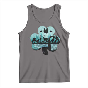 Funny Cryptid St Patrick's Day Tank Top Bigfoot Mothman Aliens Shamrock TS11 Deep Heather Print Your Wear