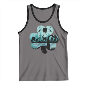 Funny Cryptid St Patrick's Day Tank Top Bigfoot Mothman Aliens Shamrock TS11 Deep Heather Black Print Your Wear