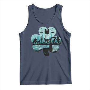 Funny Cryptid St Patrick's Day Tank Top Bigfoot Mothman Aliens Shamrock TS11 Navy Print Your Wear