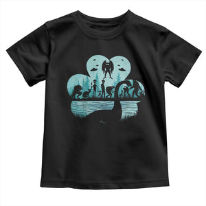 Funny Cryptid St Patrick's Day Toddler T Shirt Bigfoot Mothman Aliens Shamrock TS11 Black Print Your Wear