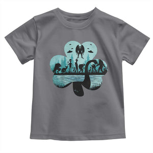 Funny Cryptid St Patrick's Day Toddler T Shirt Bigfoot Mothman Aliens Shamrock TS11 Charcoal Print Your Wear