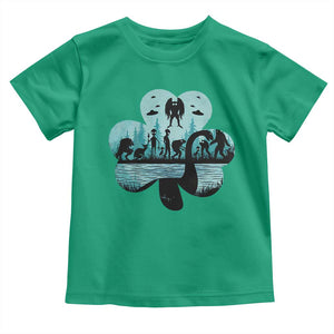 Funny Cryptid St Patrick's Day Toddler T Shirt Bigfoot Mothman Aliens Shamrock TS11 Irish Green Print Your Wear