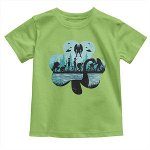 Funny Cryptid St Patrick's Day Toddler T Shirt Bigfoot Mothman Aliens Shamrock TS11 Lime Print Your Wear