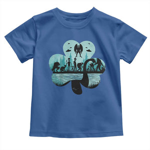 Funny Cryptid St Patrick's Day Toddler T Shirt Bigfoot Mothman Aliens Shamrock TS11 Royal Blue Print Your Wear