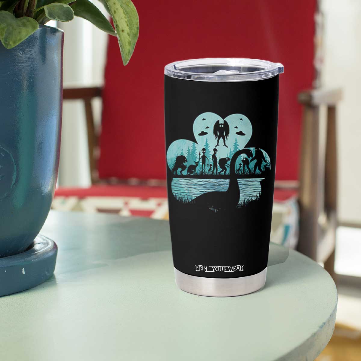 Funny Cryptid St Patrick's Day Tumbler Cup Bigfoot Mothman Aliens Shamrock TS11 Print Your Wear