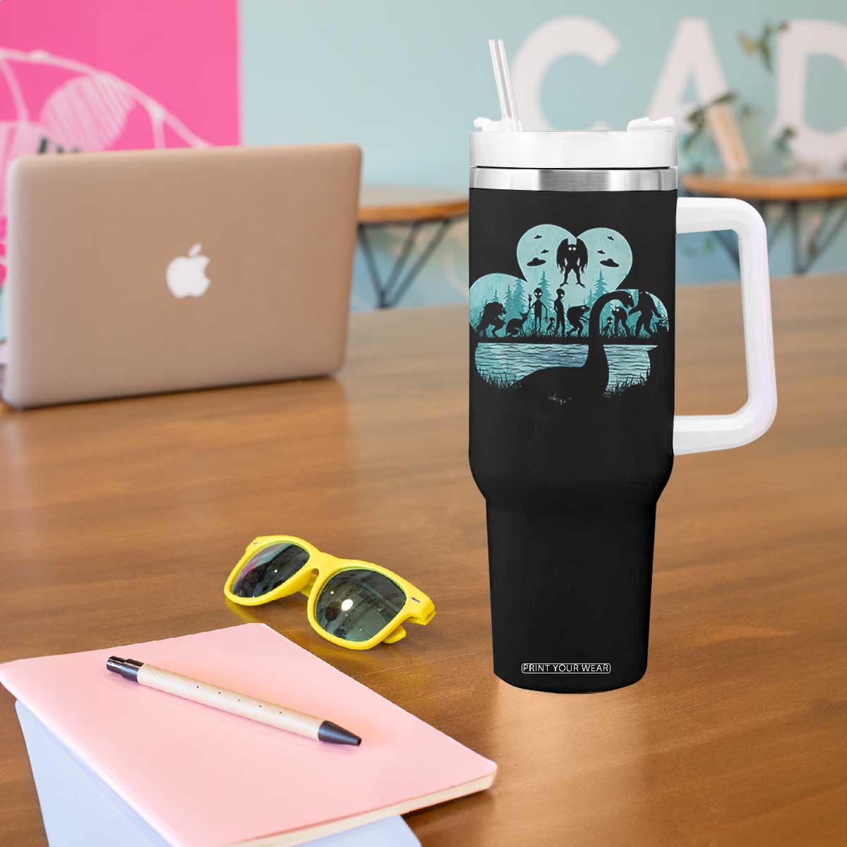 Funny Cryptid St Patrick's Day Tumbler With Handle Bigfoot Mothman Aliens Shamrock TS11 Print Your Wear