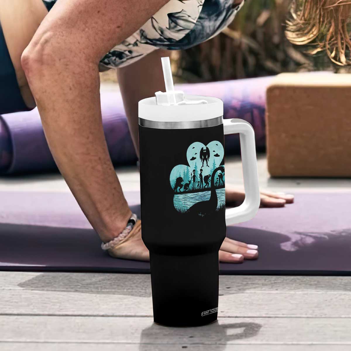 Funny Cryptid St Patrick's Day Tumbler With Handle Bigfoot Mothman Aliens Shamrock TS11 Print Your Wear