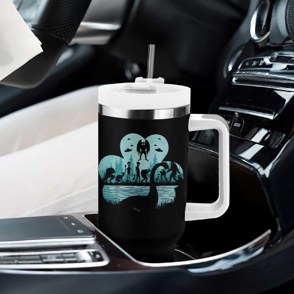 Funny Cryptid St Patrick's Day Tumbler With Handle Bigfoot Mothman Aliens Shamrock TS11 Print Your Wear