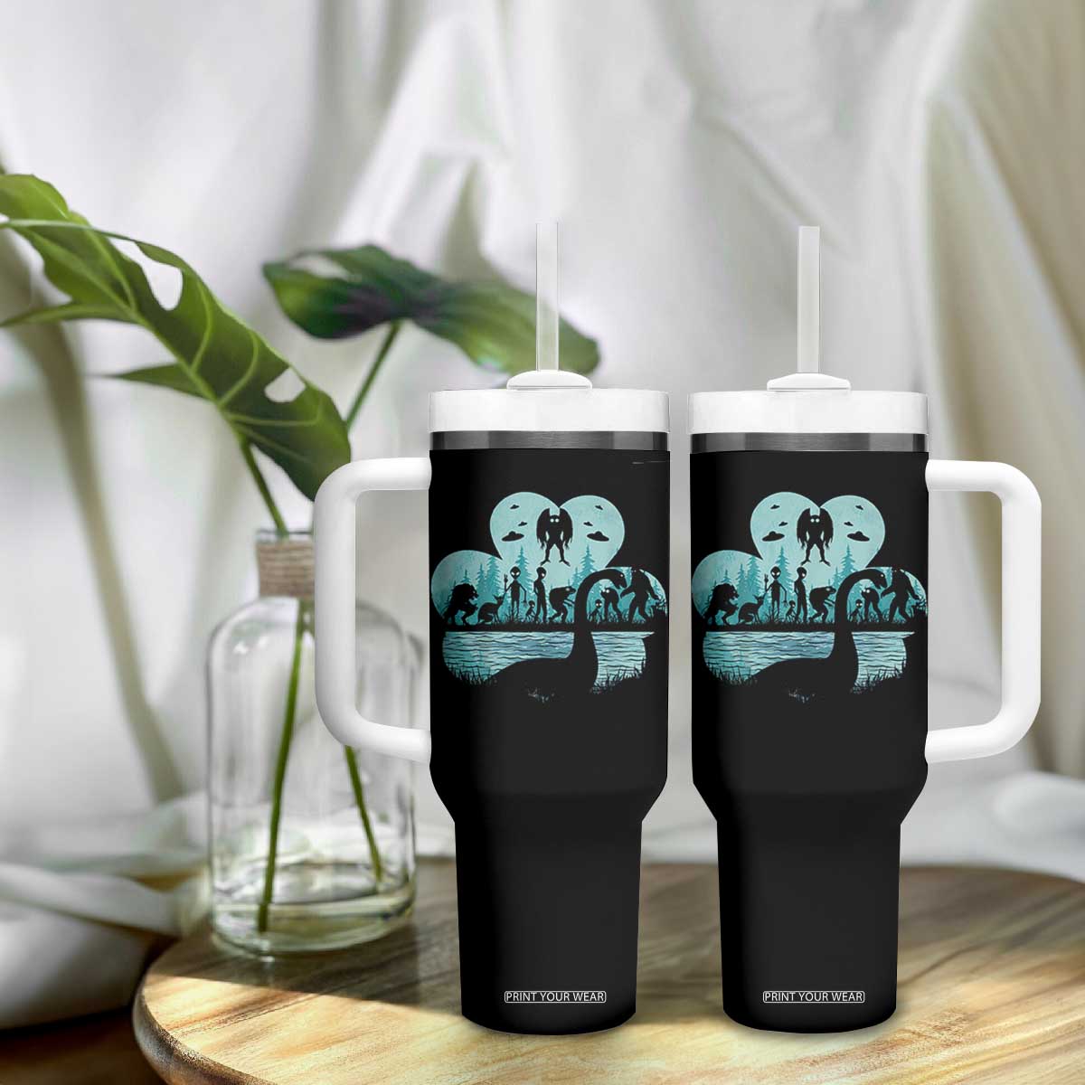 Funny Cryptid St Patrick's Day Tumbler With Handle Bigfoot Mothman Aliens Shamrock TS11 Print Your Wear