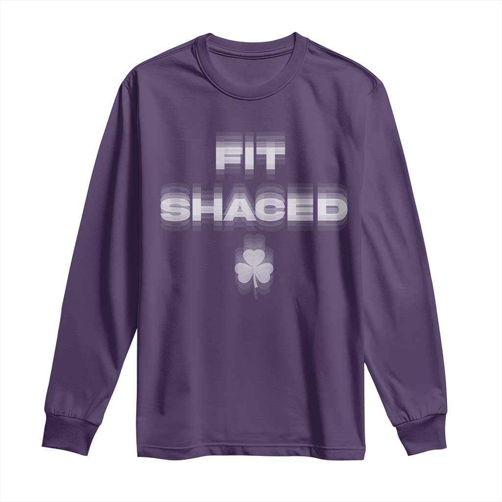 Funny Irish Beer Drinking St Patrick's Day Fit Shaced Long Sleeve Shirt Shamrock TS11 Purple Print Your Wear