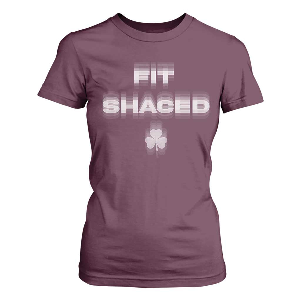 Funny Irish Beer Drinking St Patrick's Day Fit Shaced T Shirt For Women Shamrock TS11 Maroon Print Your Wear