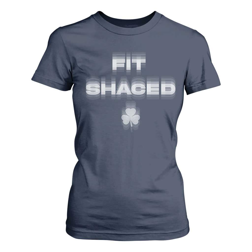 Funny Irish Beer Drinking St Patrick's Day Fit Shaced T Shirt For Women Shamrock TS11 Navy Print Your Wear