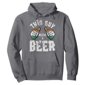 Funny Irish Beer Drinking Hoodie This Guy Needs A Beer Ireland Flag TS11 Charcoal Print Your Wear