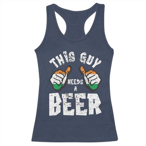 Funny Irish Beer Drinking Racerback Tank Top This Guy Needs A Beer Ireland Flag TS11 Navy Print Your Wear