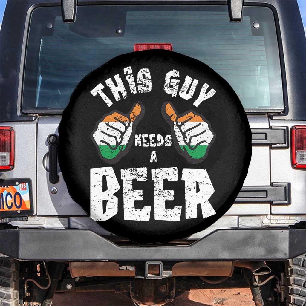 Funny Irish Beer Drinking Spare Tire Cover This Guy Needs A Beer Ireland Flag TS11 No hole Black Print Your Wear