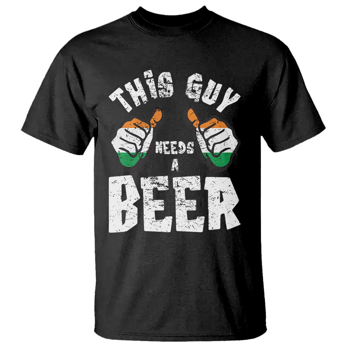 Funny Irish Beer Drinking T Shirt This Guy Needs A Beer Ireland Flag TS11 Black Print Your Wear