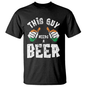 Funny Irish Beer Drinking T Shirt This Guy Needs A Beer Ireland Flag TS11 Black Print Your Wear