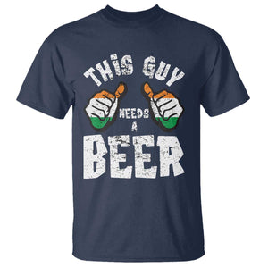Funny Irish Beer Drinking T Shirt This Guy Needs A Beer Ireland Flag TS11 Navy Print Your Wear
