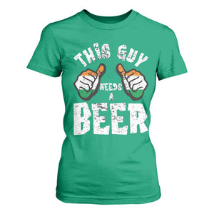 Funny Irish Beer Drinking T Shirt For Women This Guy Needs A Beer Ireland Flag TS11 Irish Green Print Your Wear