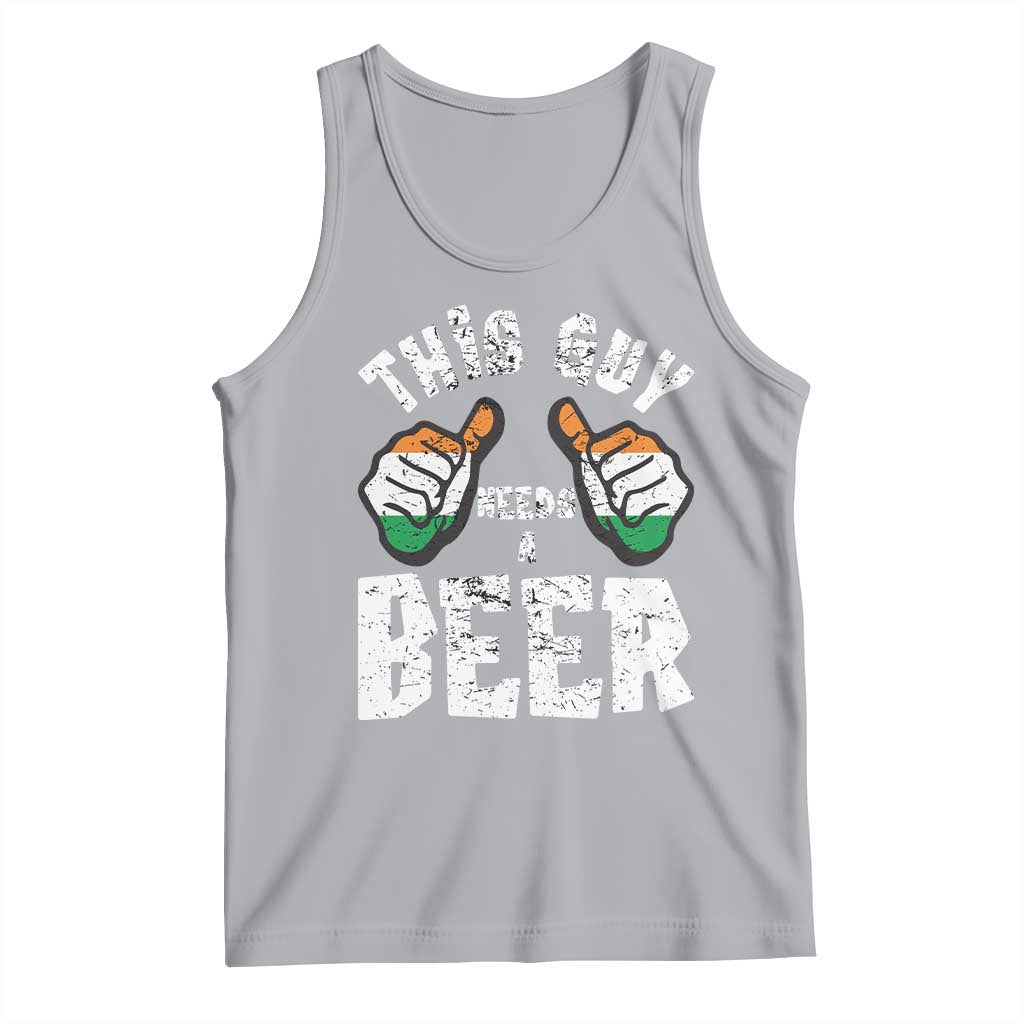 Funny Irish Beer Drinking Tank Top This Guy Needs A Beer Ireland Flag TS11 Athletic Heather Print Your Wear