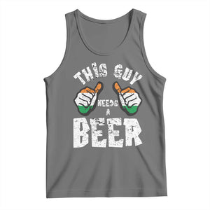 Funny Irish Beer Drinking Tank Top This Guy Needs A Beer Ireland Flag TS11 Black Heather Print Your Wear