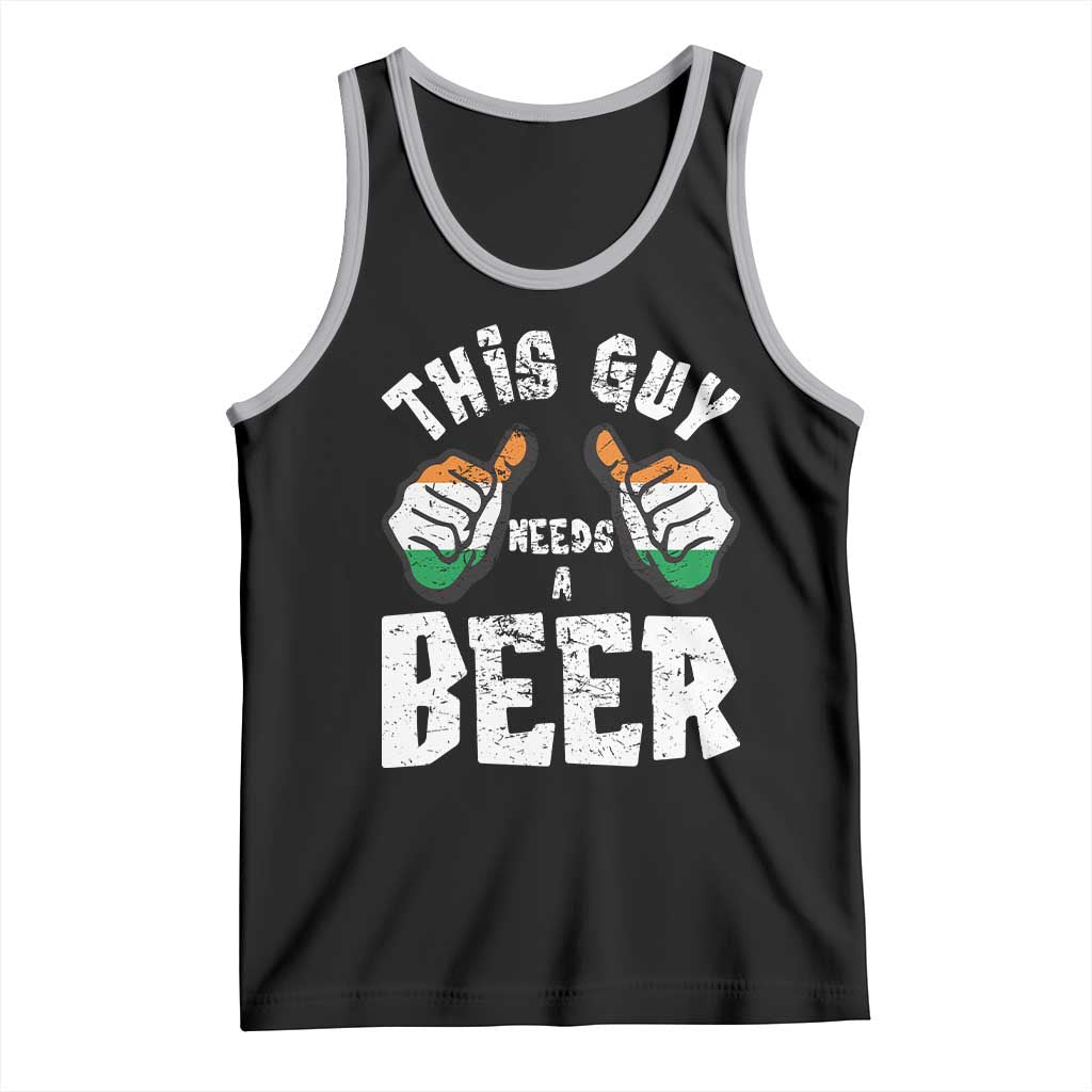 Funny Irish Beer Drinking Tank Top This Guy Needs A Beer Ireland Flag TS11 Black Athletic Heather Print Your Wear