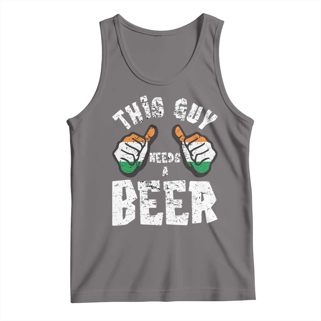 Funny Irish Beer Drinking Tank Top This Guy Needs A Beer Ireland Flag TS11 Deep Heather Print Your Wear