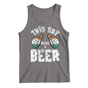 Funny Irish Beer Drinking Tank Top This Guy Needs A Beer Ireland Flag TS11 Deep Heather Print Your Wear