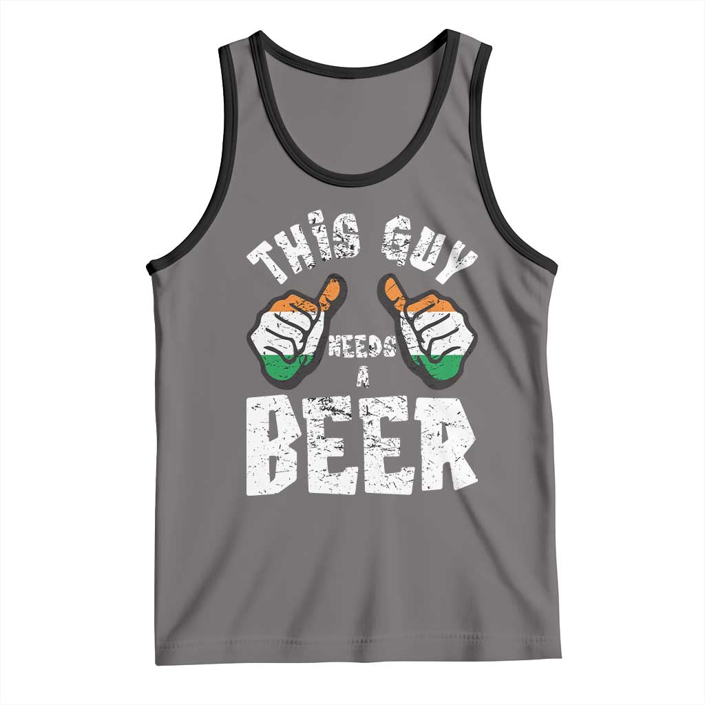 Funny Irish Beer Drinking Tank Top This Guy Needs A Beer Ireland Flag TS11 Deep Heather Black Print Your Wear
