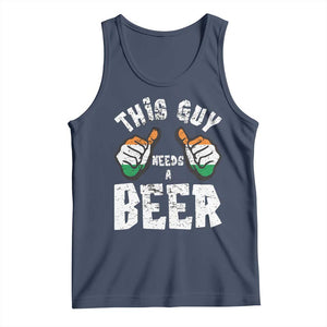 Funny Irish Beer Drinking Tank Top This Guy Needs A Beer Ireland Flag TS11 Navy Print Your Wear