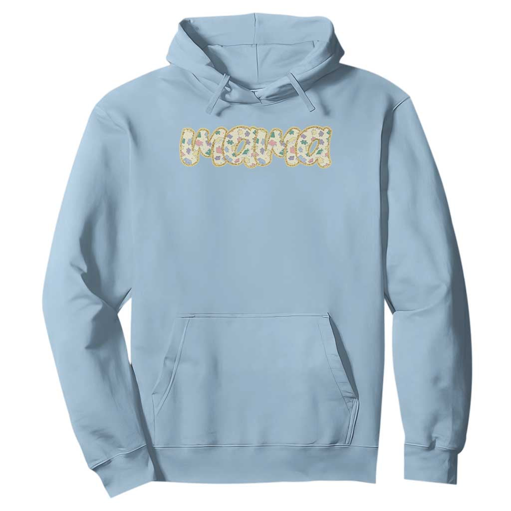 Autism Mama Hoodie Autism Awareness Mental Health Puzzle Glitter Print TS11 Light Blue Print Your Wear