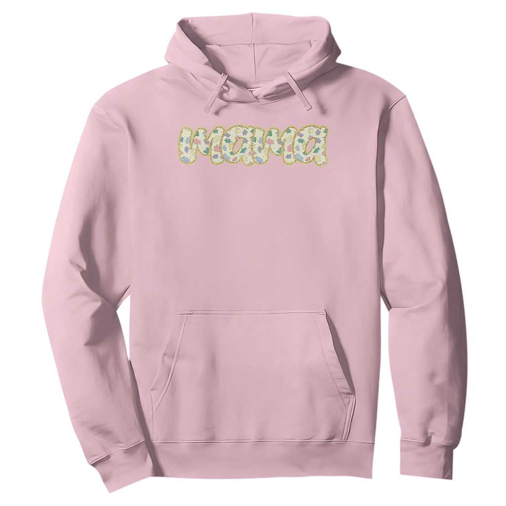 Autism Mama Hoodie Autism Awareness Mental Health Puzzle Glitter Print TS11 Light Pink Print Your Wear