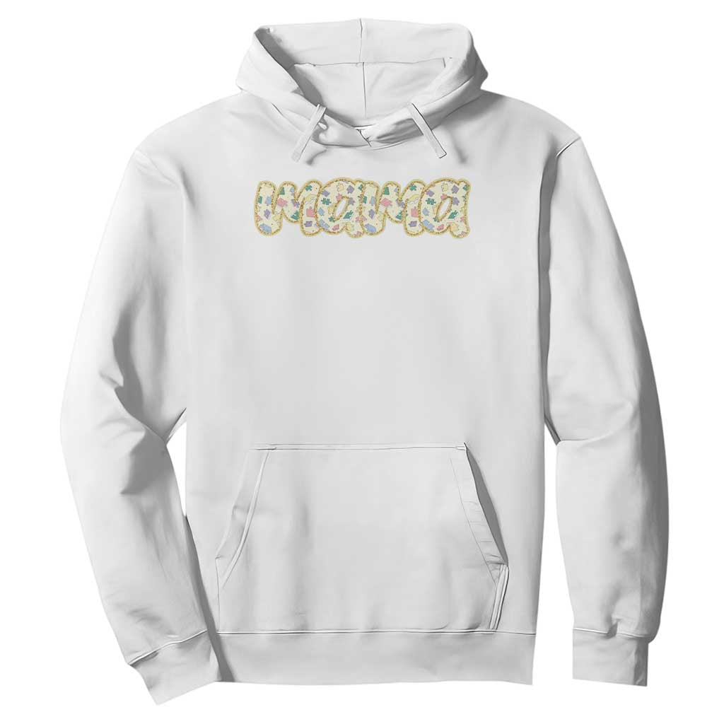 Autism Mama Hoodie Autism Awareness Mental Health Puzzle Glitter Print TS11 White Print Your Wear