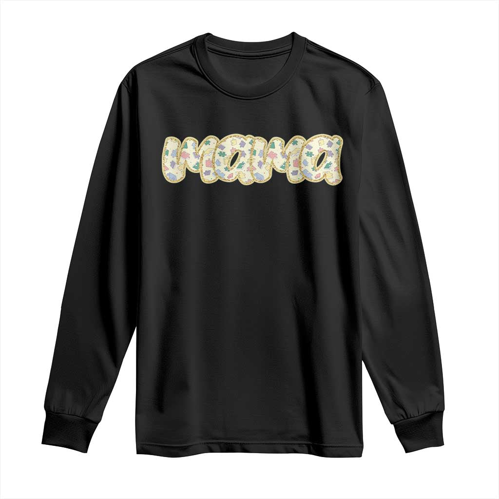 Autism Mama Long Sleeve Shirt Autism Awareness Mental Health Puzzle Glitter Print TS11 Black Print Your Wear