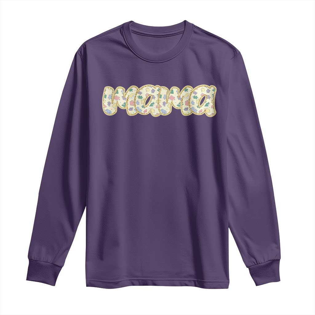 Autism Mama Long Sleeve Shirt Autism Awareness Mental Health Puzzle Glitter Print TS11 Purple Print Your Wear