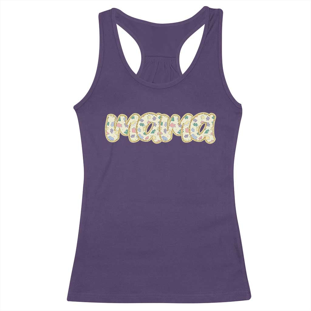 Autism Mama Racerback Tank Top Autism Awareness Mental Health Puzzle Glitter Print TS11 Purple Print Your Wear