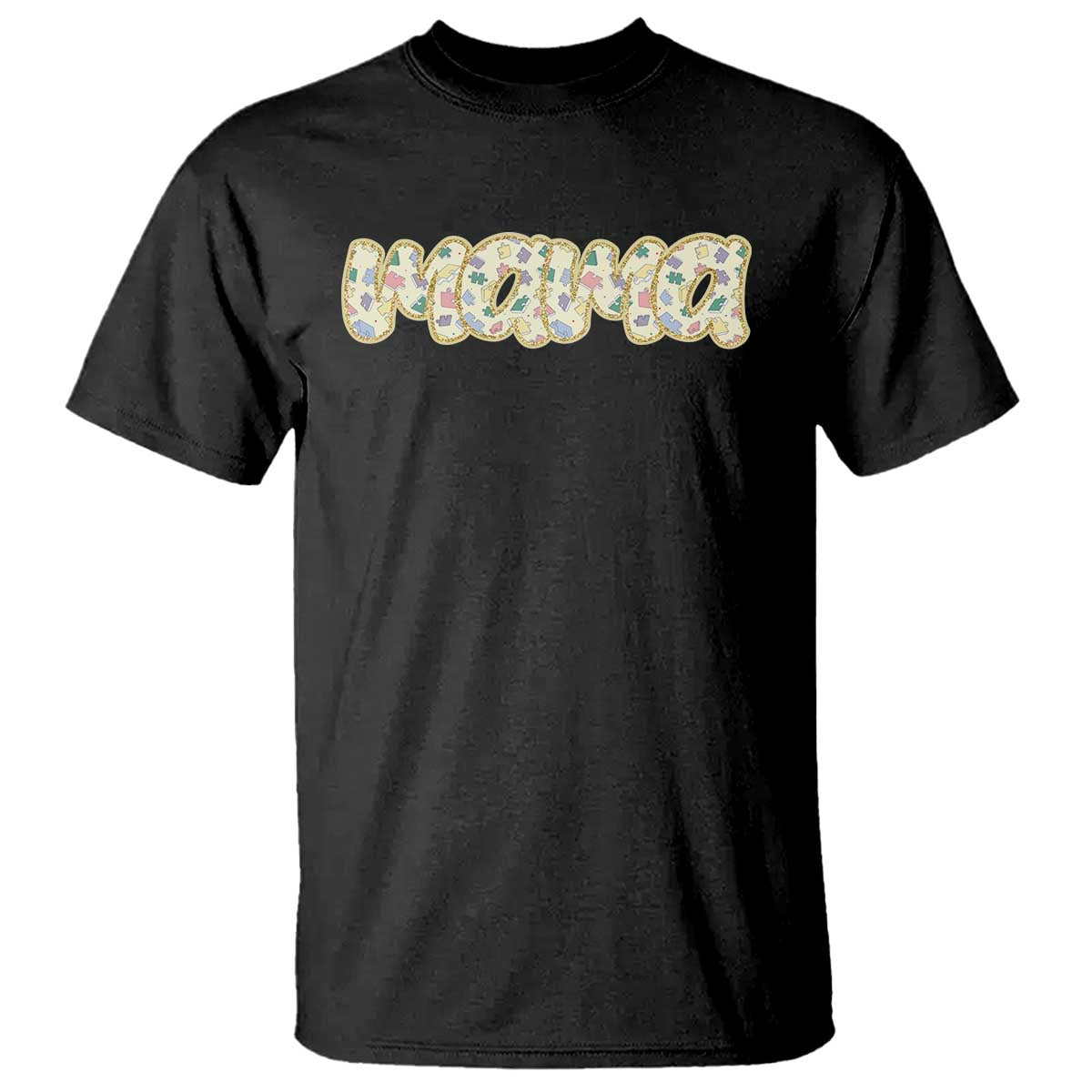 Autism Mama T Shirt Autism Awareness Mental Health Puzzle Glitter Print TS11 Black Print Your Wear