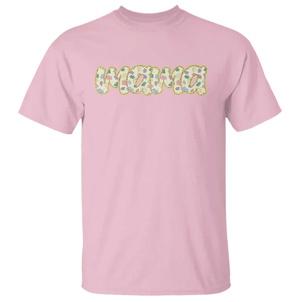 Autism Mama T Shirt Autism Awareness Mental Health Puzzle Glitter Print TS11 Light Pink Print Your Wear