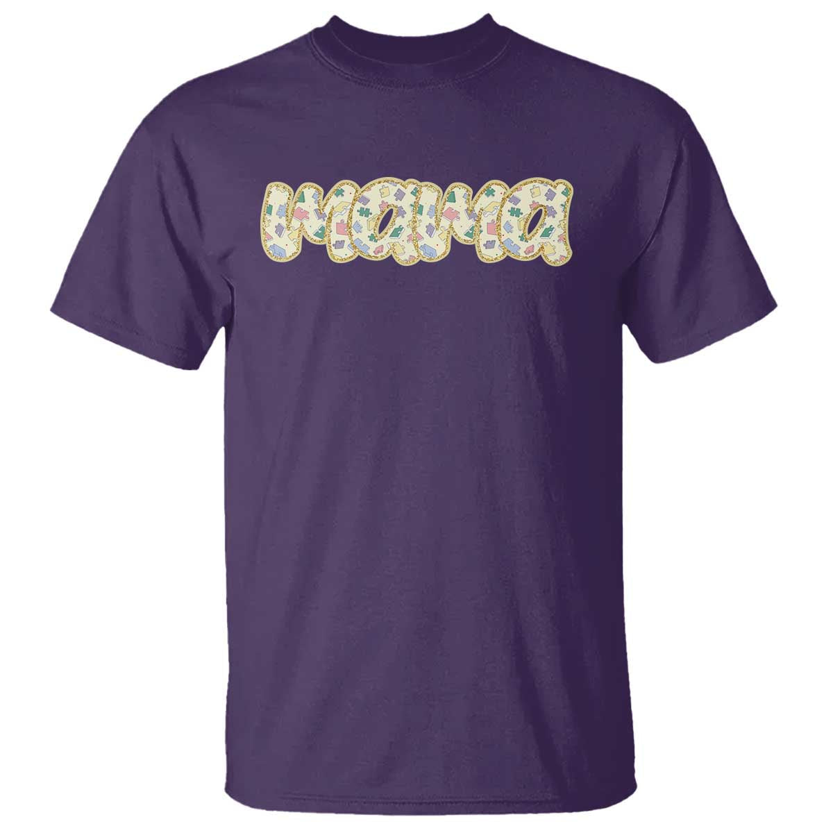Autism Mama T Shirt Autism Awareness Mental Health Puzzle Glitter Print TS11 Purple Print Your Wear
