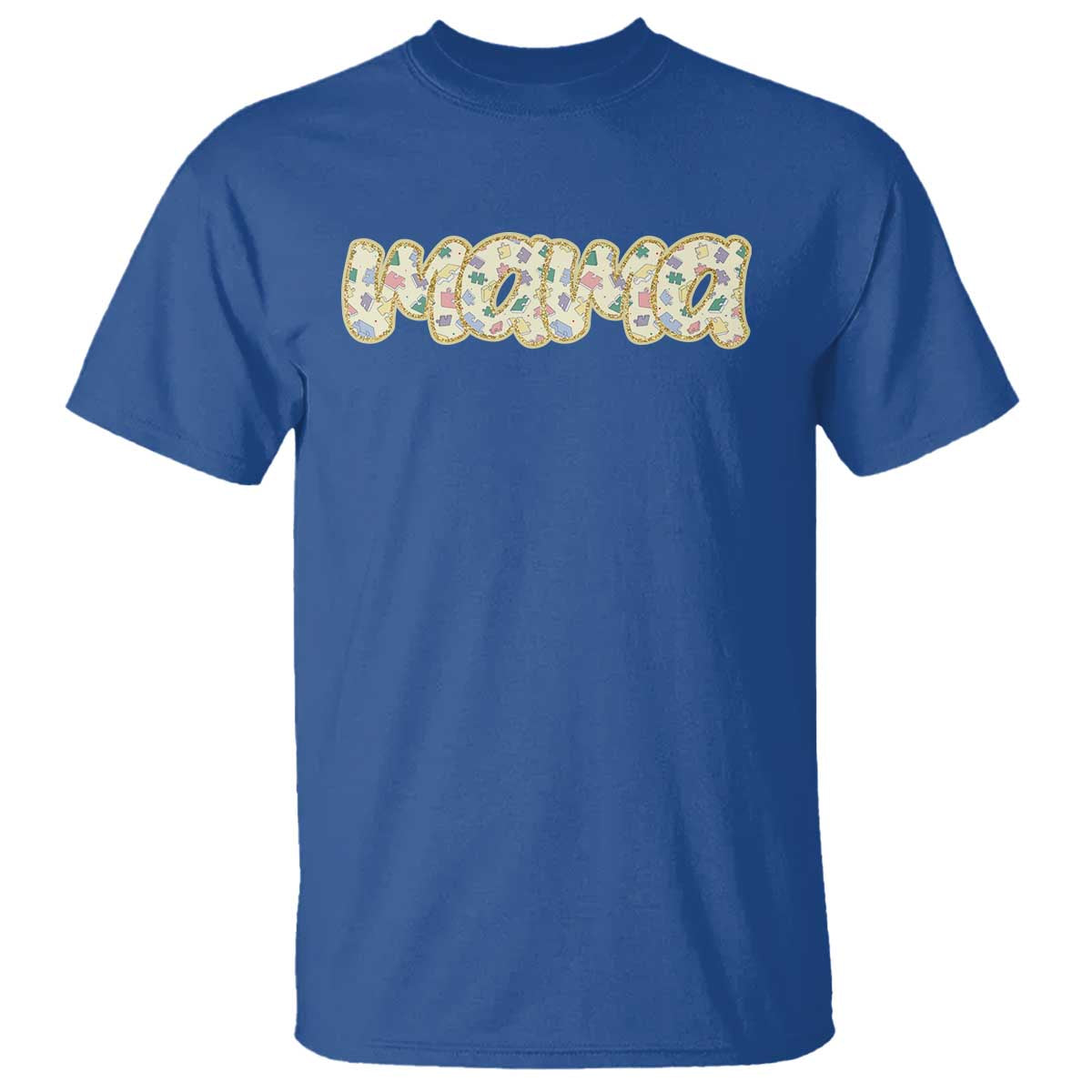 Autism Mama T Shirt Autism Awareness Mental Health Puzzle Glitter Print TS11 Royal Blue Print Your Wear