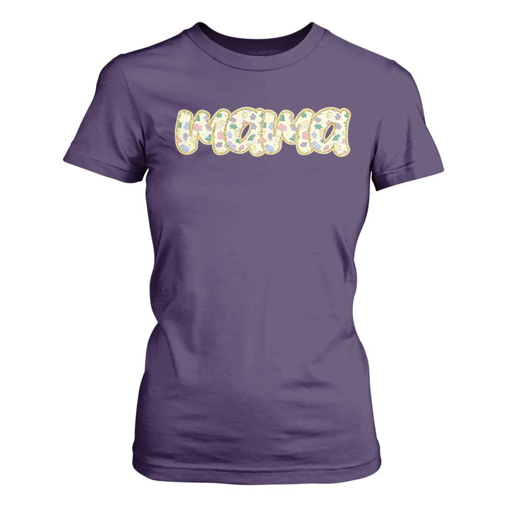 Autism Mama T Shirt For Women Autism Awareness Mental Health Puzzle Glitter Print TS11 Purple Print Your Wear