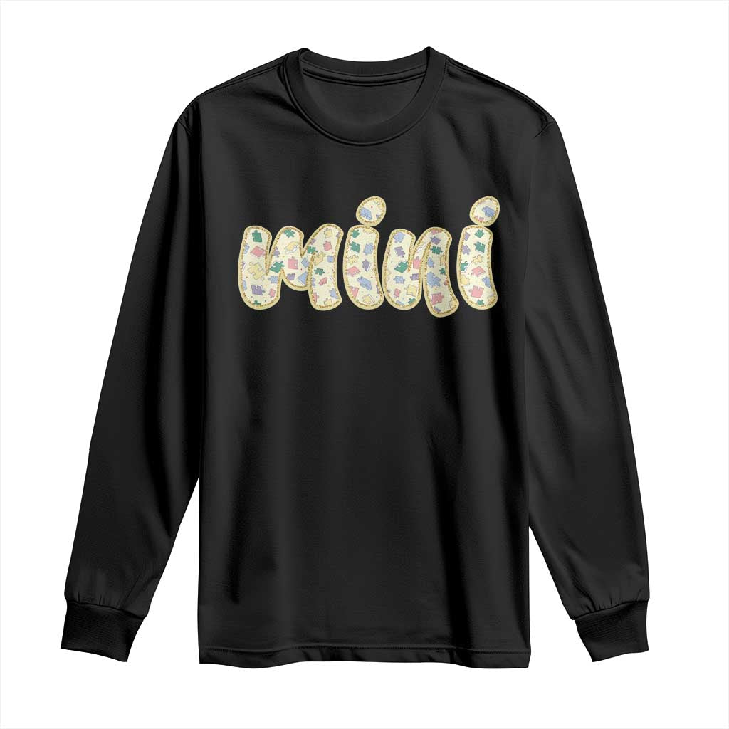 Autism Mini Long Sleeve Shirt Autism Awareness Mental Health Puzzle Glitter Print TS11 Black Print Your Wear