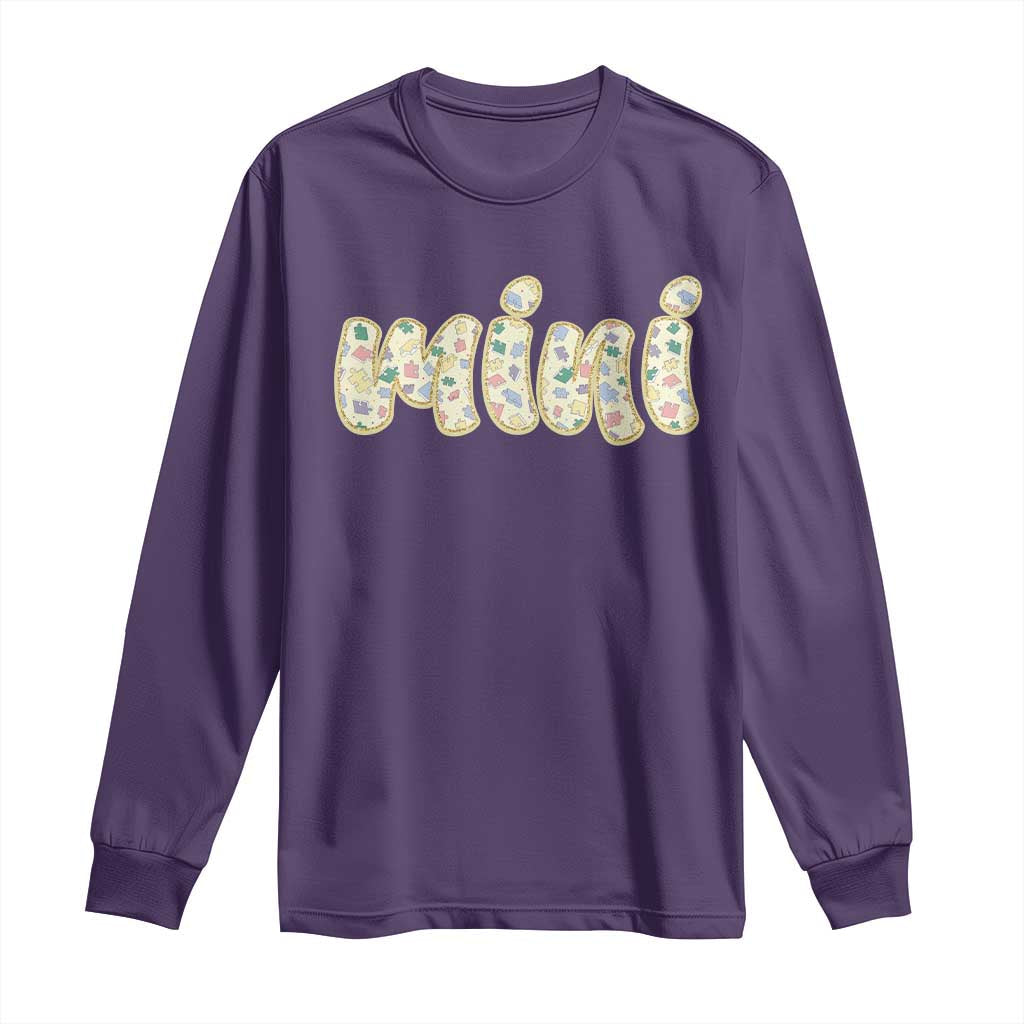 Autism Mini Long Sleeve Shirt Autism Awareness Mental Health Puzzle Glitter Print TS11 Purple Print Your Wear