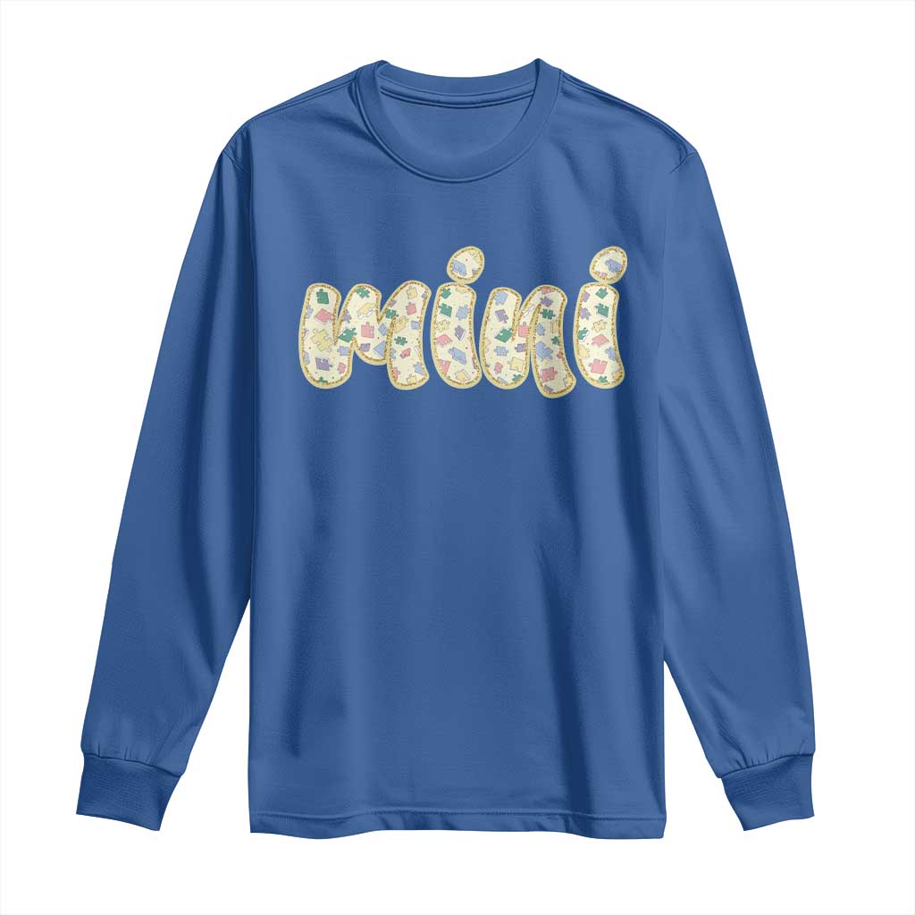 Autism Mini Long Sleeve Shirt Autism Awareness Mental Health Puzzle Glitter Print TS11 Royal Blue Print Your Wear