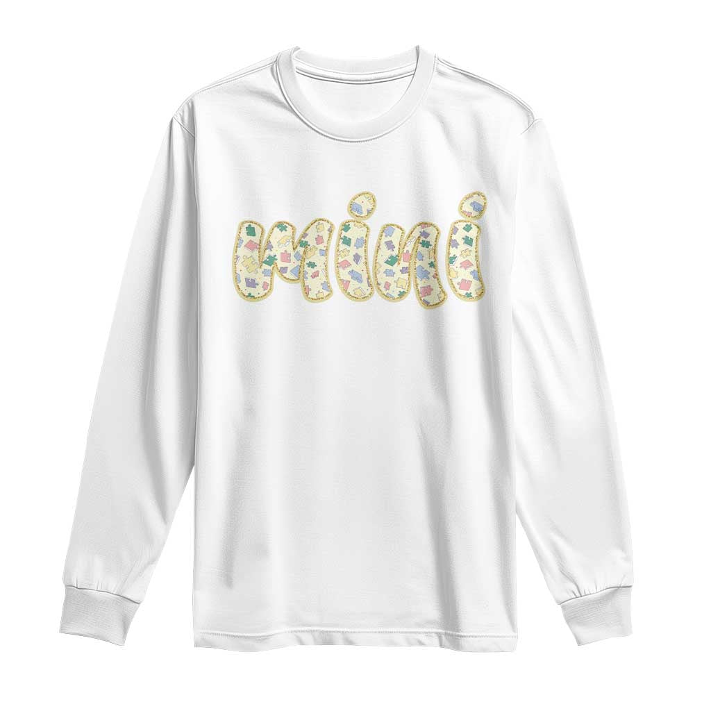 Autism Mini Long Sleeve Shirt Autism Awareness Mental Health Puzzle Glitter Print TS11 White Print Your Wear