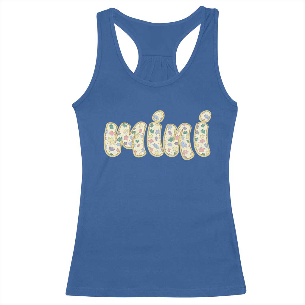 Autism Mini Racerback Tank Top Autism Awareness Mental Health Puzzle Glitter Print TS11 Royal Blue Print Your Wear