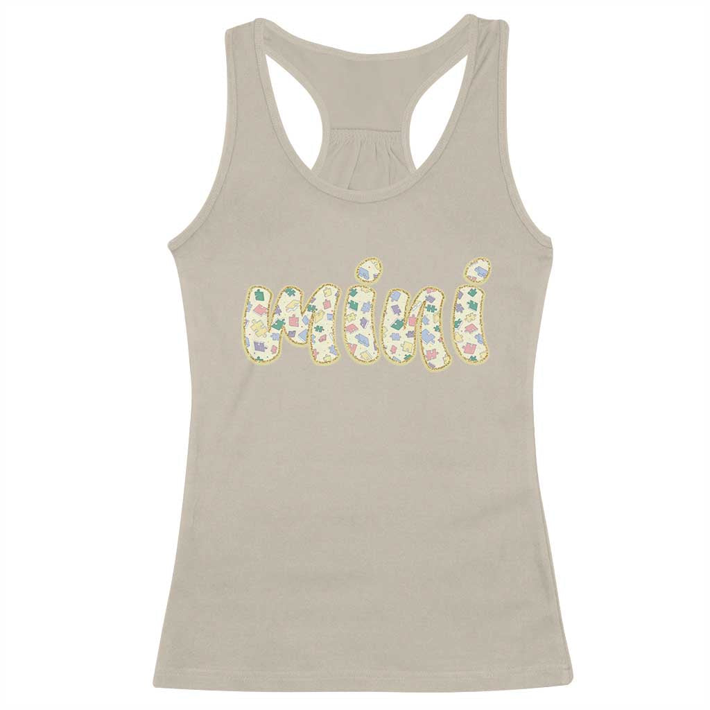 Autism Mini Racerback Tank Top Autism Awareness Mental Health Puzzle Glitter Print TS11 Sand Print Your Wear