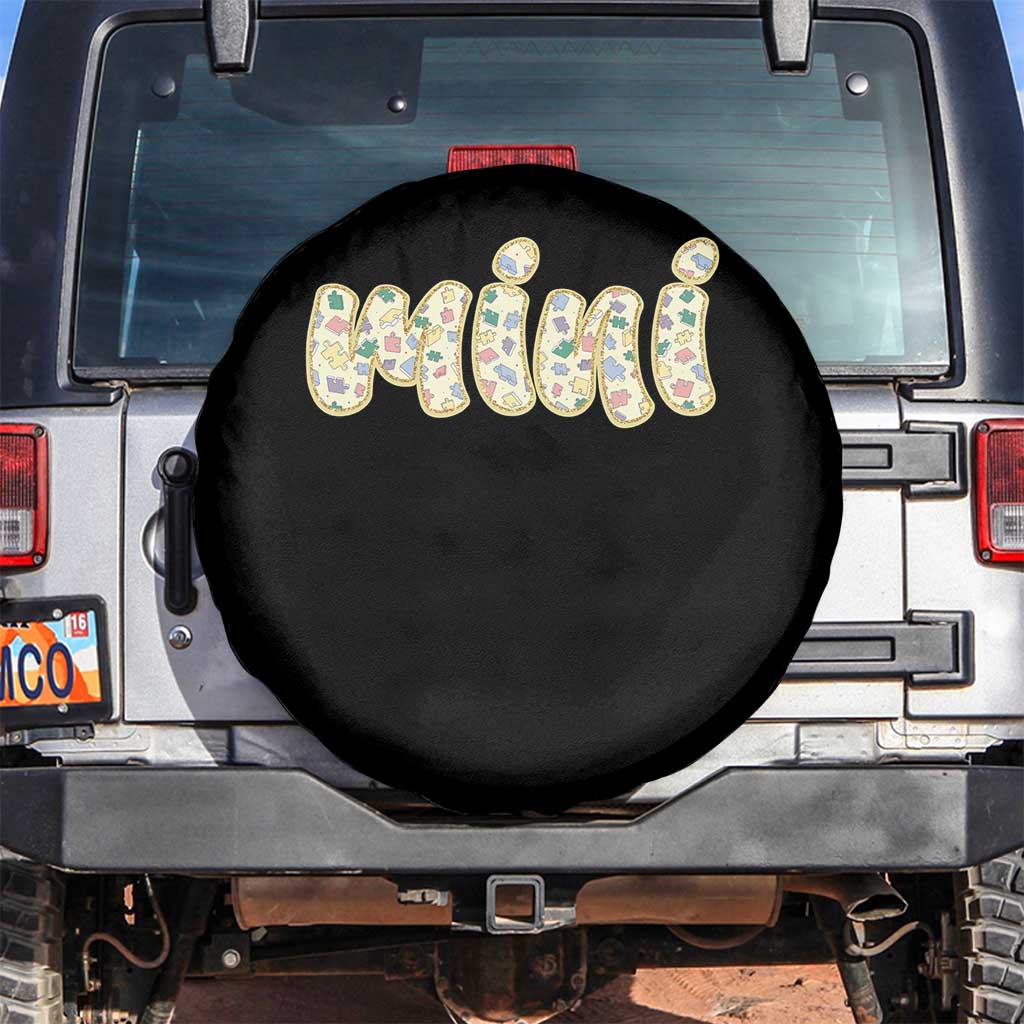 Autism Mini Spare Tire Cover Autism Awareness Mental Health Puzzle Glitter Print TS11 No hole Black Print Your Wear