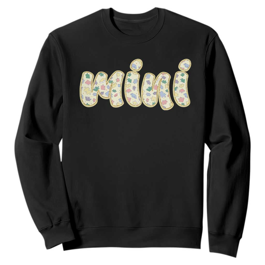Autism Mini Sweatshirt Autism Awareness Mental Health Puzzle Glitter Print TS11 Black Print Your Wear