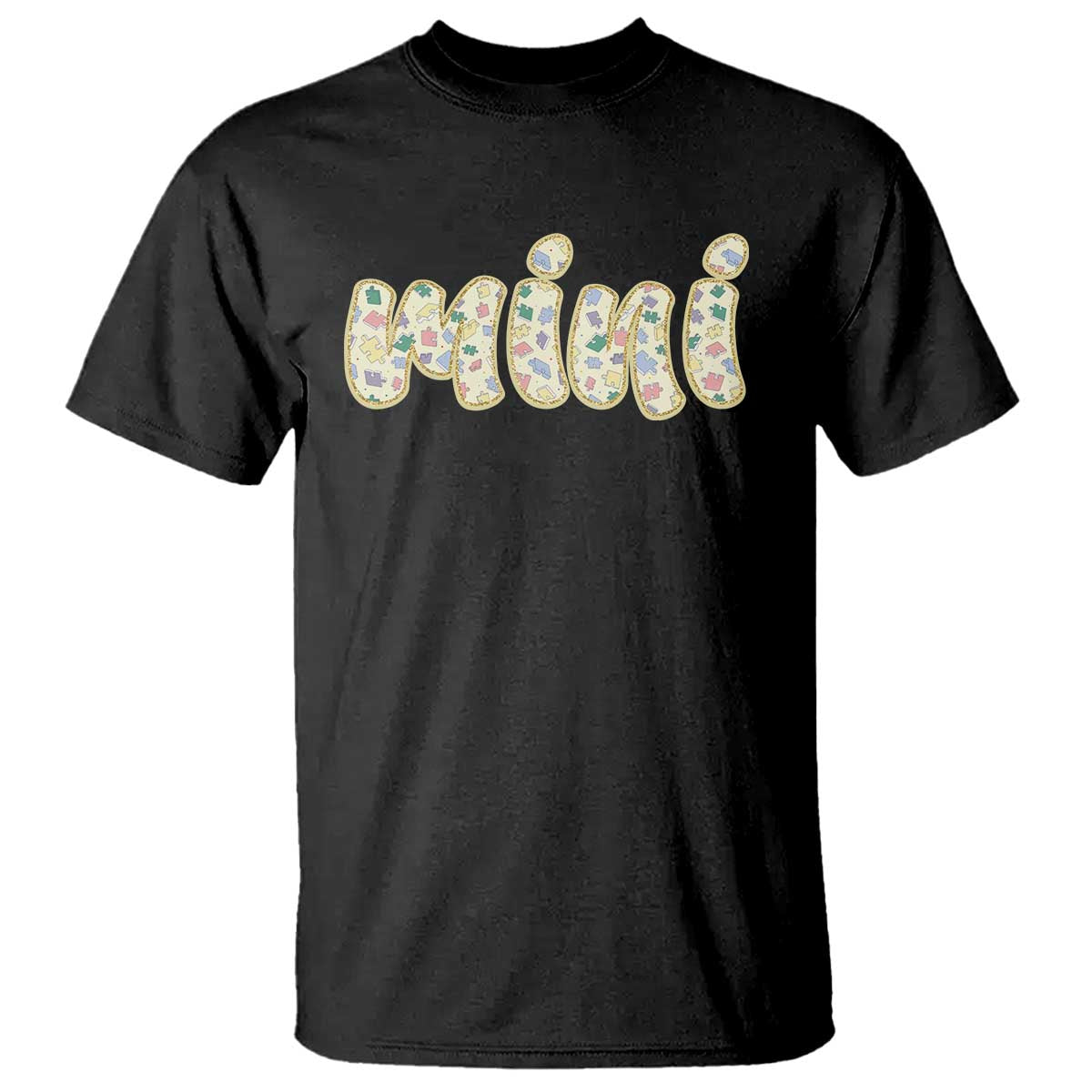 Autism Mini T Shirt Autism Awareness Mental Health Puzzle Glitter Print TS11 Black Print Your Wear